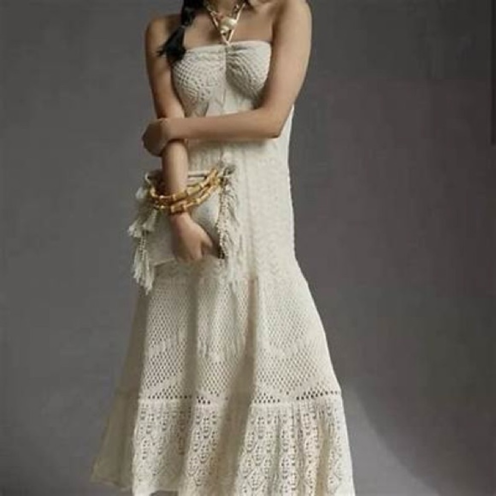 FARM Rio Crochet Strapless Dress